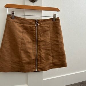 H&M Brown Mini Skirt with Front Zipper